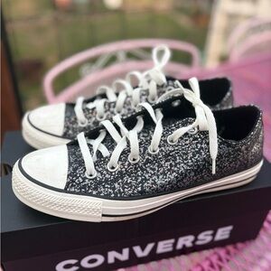 Fun & Fab Converse Black and White Sparkle Sneakers